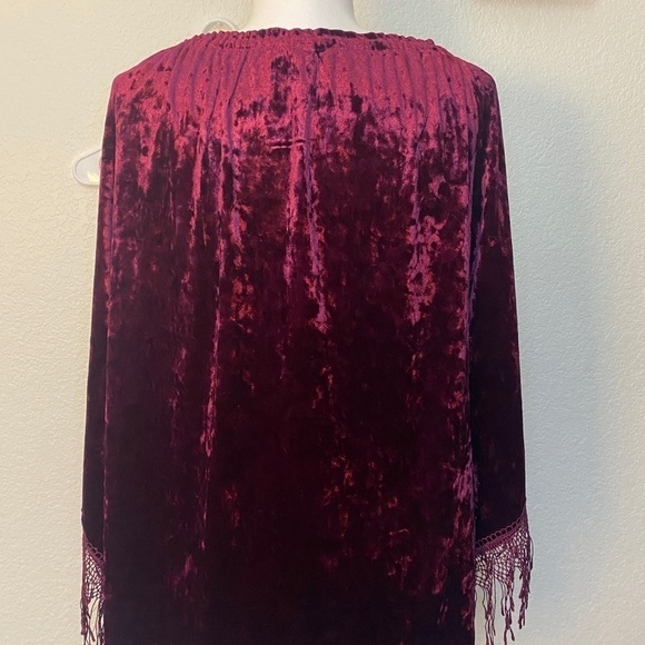 Melissa Paige Burgundy Velour Velvet Blouse sz Small - Picture 5 of 8